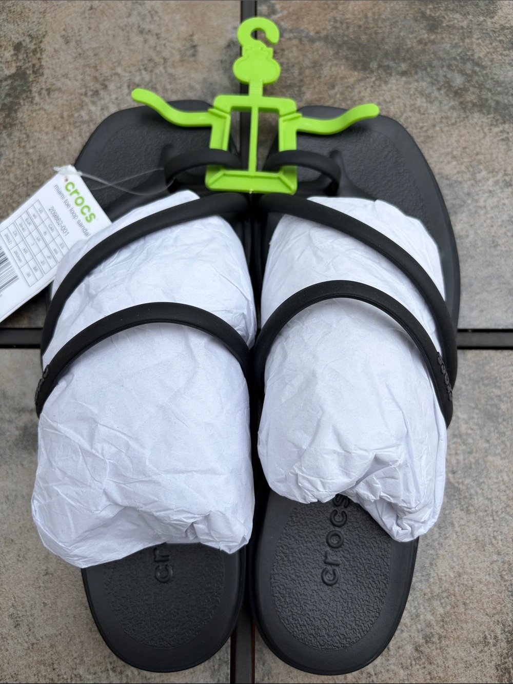 BNWT CROCS Black Miami Toe Loop Double-Strap Slide Sandals - Picture 6 of 12